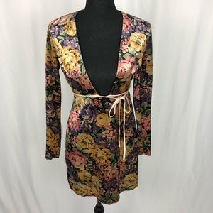 TOPSHOP velvet floral wrap dress